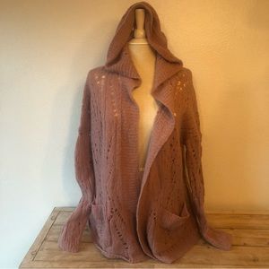 Free People Pinkish/Mauve Hooded Open Cardigan Size XS